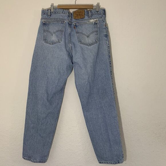 VTG 90s Levis 550 Relaxed Fit Jean Men 38x30 Light Denim Orange Tab Grunge 36x29 - Picture 2 of 10